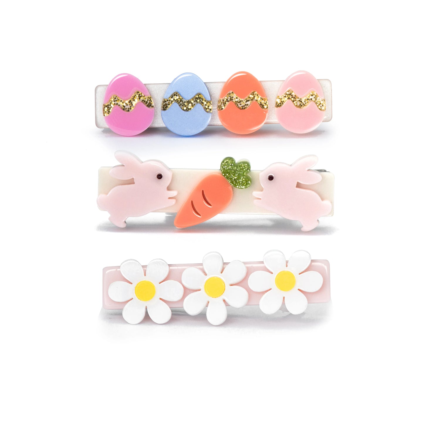 Eggs Bunnies and Daisies Hair Clips