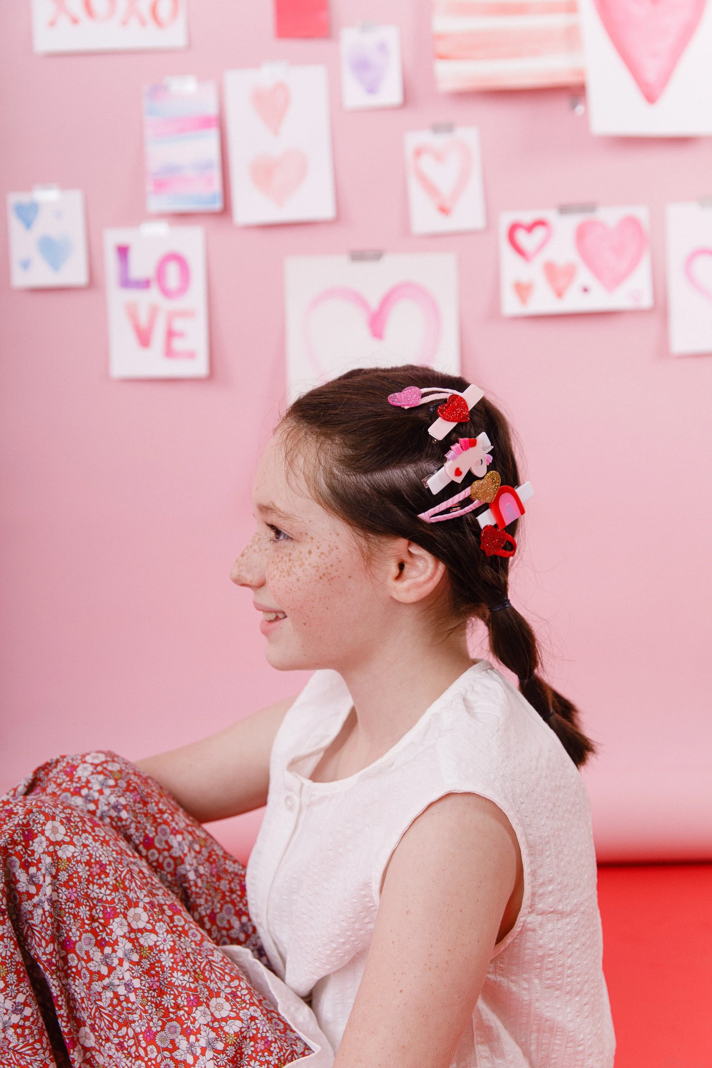 Unicorn Glitter Heart Hair Clips