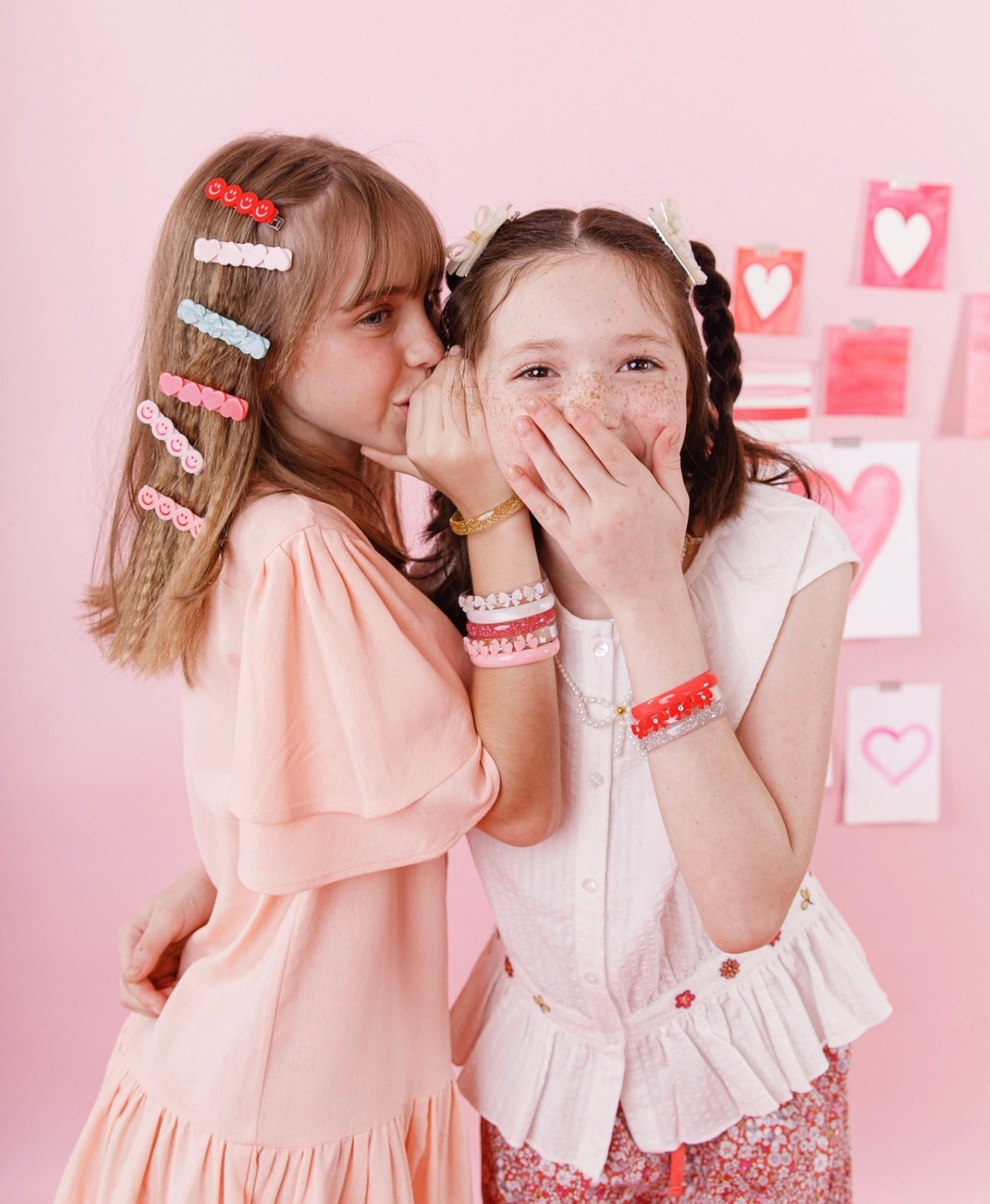 Hearts Trio Pinks Jade Hair Clips