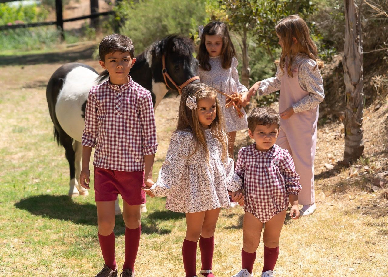 Camisa niño cuello mao Frambuesa