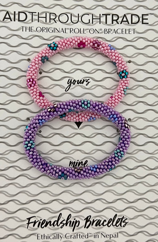 Friendship Rollies Bracelets - Flower Power Pink/Purple