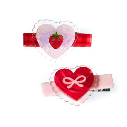 Sweetheart Strawberry Shimmer Hair Clips
