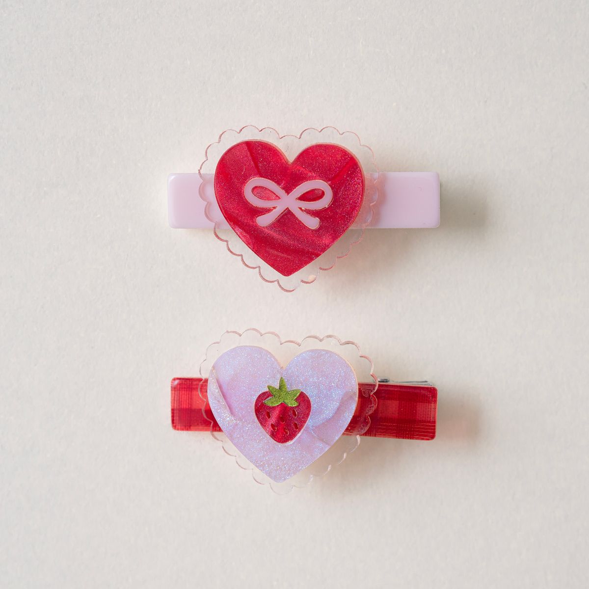 Sweetheart Strawberry Shimmer Hair Clips