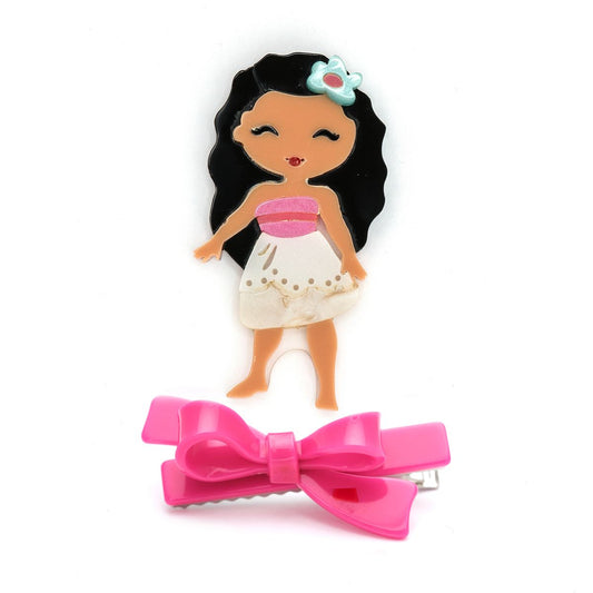 Cute Doll Flower & Bow Hair Clips